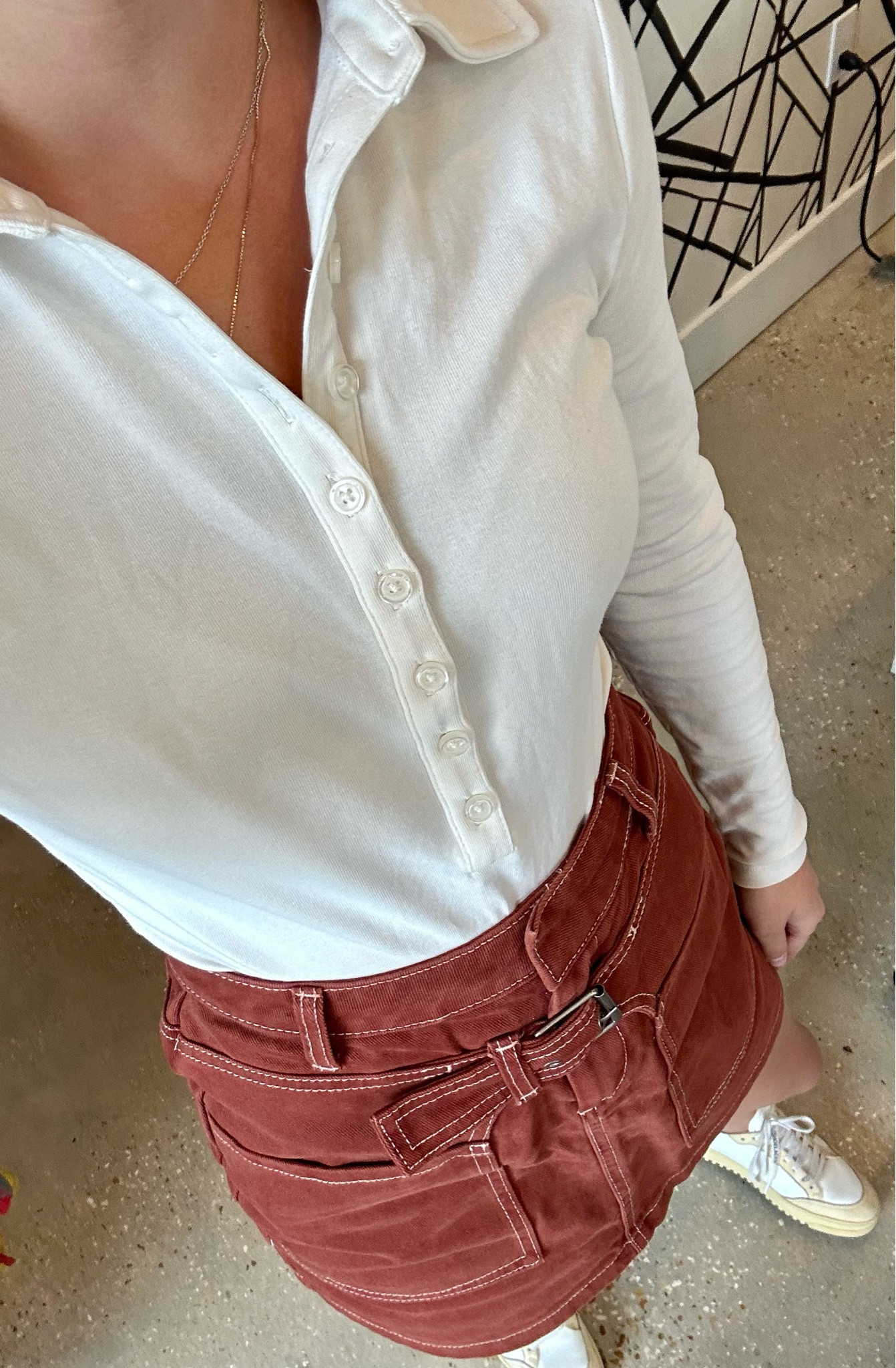 Cutest fall transitional fit :)) 
Denim skirt/collar top/white/brown skirt/

#LTKSeasonal #LTKunder100 #LTKunder50