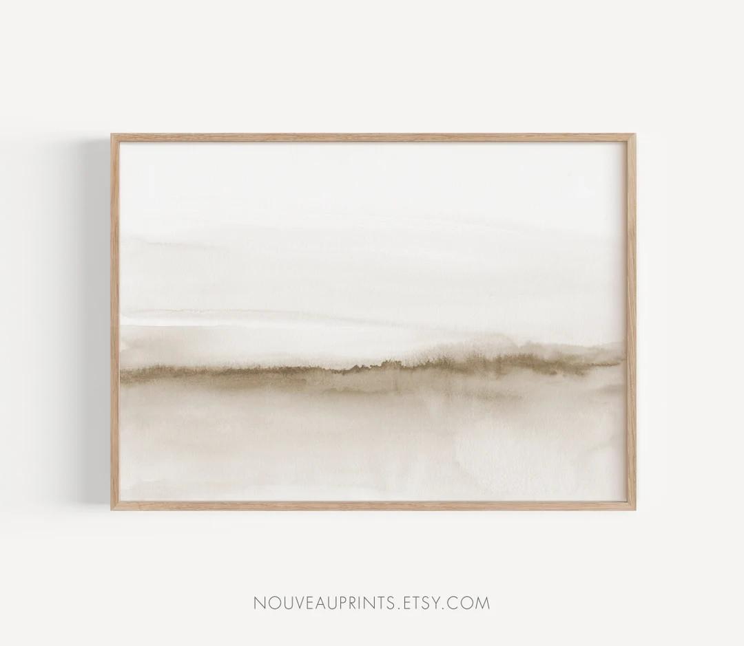 Minimalist Watercolor, Horizontal Wall Art, Printable Watercolour, Neutral Watercolor Landscape, ... | Etsy (US)