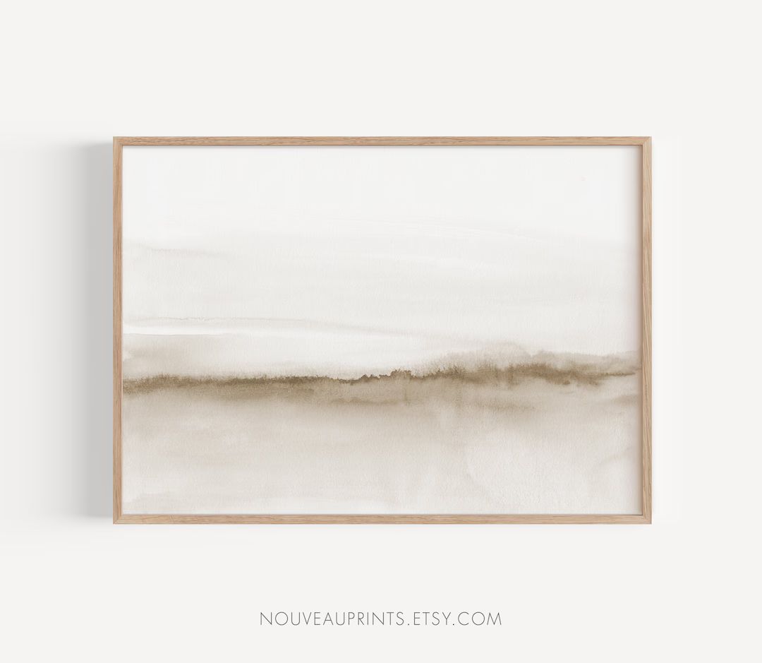 Minimalist Watercolor, Horizontal Wall Art, Printable Watercolour, Neutral Watercolor Landscape, ... | Etsy (US)