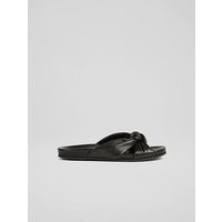 Valerie Black Leather Knotted Sliders, Black | L.K. Bennett (UK)