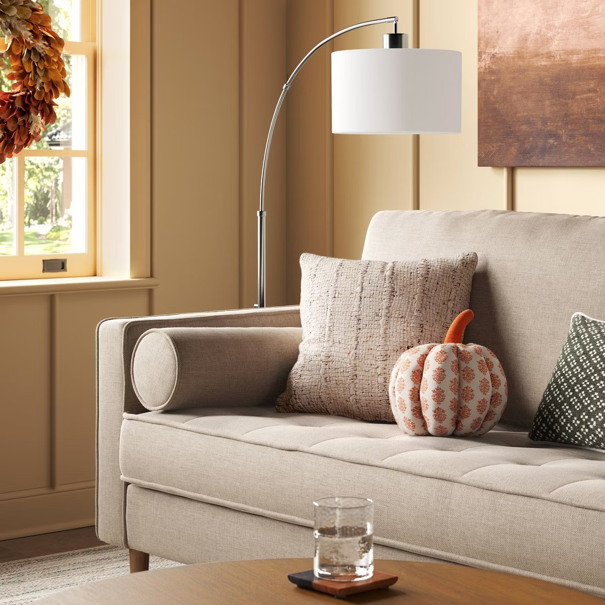 Block Print Shaped Pumpkin Throw Pillow Orange - Threshold™ | Target