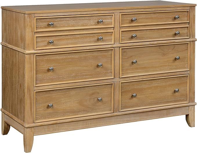 Knocbel Rustic 6-Drawer Dresser with Silver Finish Handles, Solid Wood Double Chest of Drawers, F... | Amazon (US)