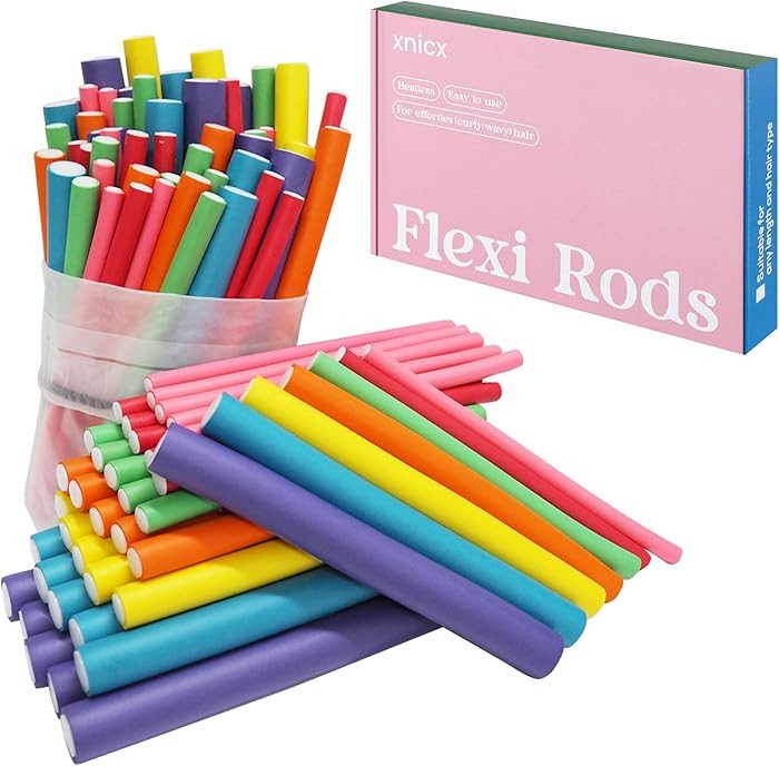47 pcs 7'' Hair Curlers Rollers Flexi Rods Flexible Curling Rods Set No Heat Heatless Bendy Foam ... | Amazon (US)