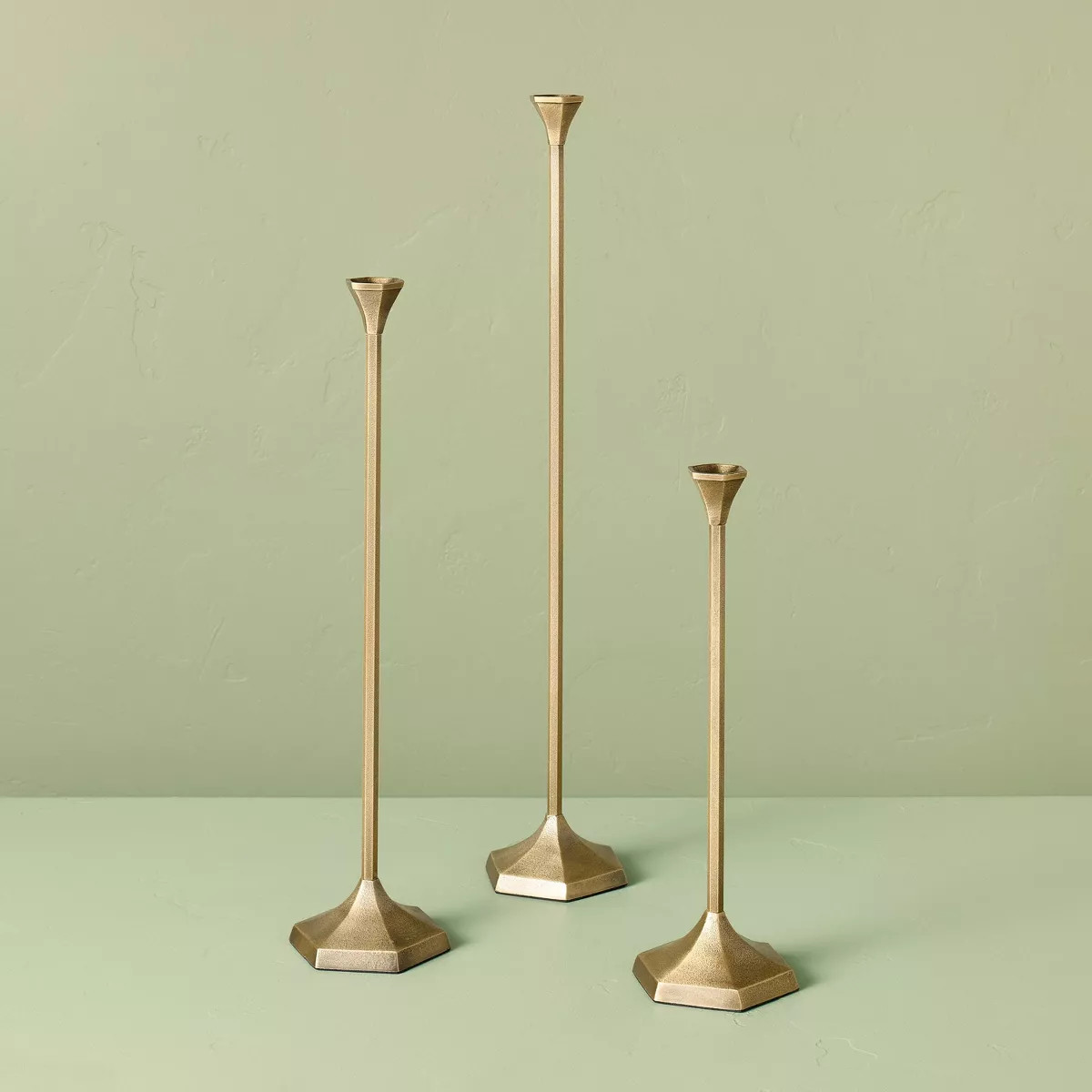 Oversized Floor Taper Candlestick Brass - Hearth & Hand™ with Magnolia | Target