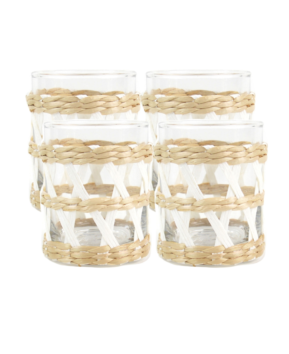 8 Oak Lane Glass Rattan Old Fashion, 4 Piece Set - White Rattan | Macy's