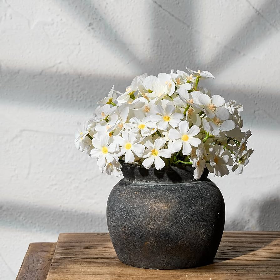 SIDUCAL Ceramic Flower Vase with Wide Mouth Lace, 5.1 Inch Pottery Rustic Farmhouse Boho Vases, S... | Amazon (CA)