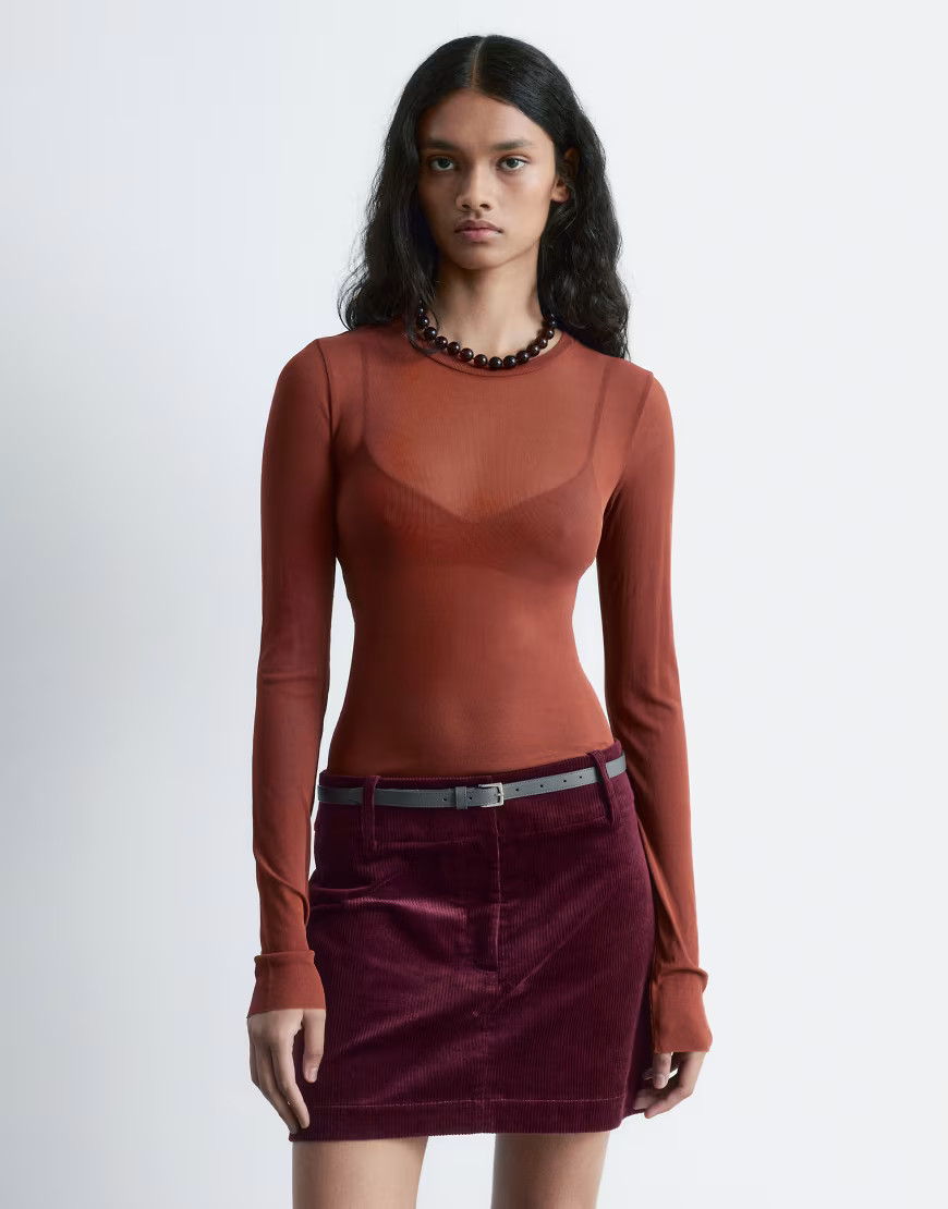 & Other Stories cotton corduroy mini skirt in burgundy-Red | ASOS (Global)