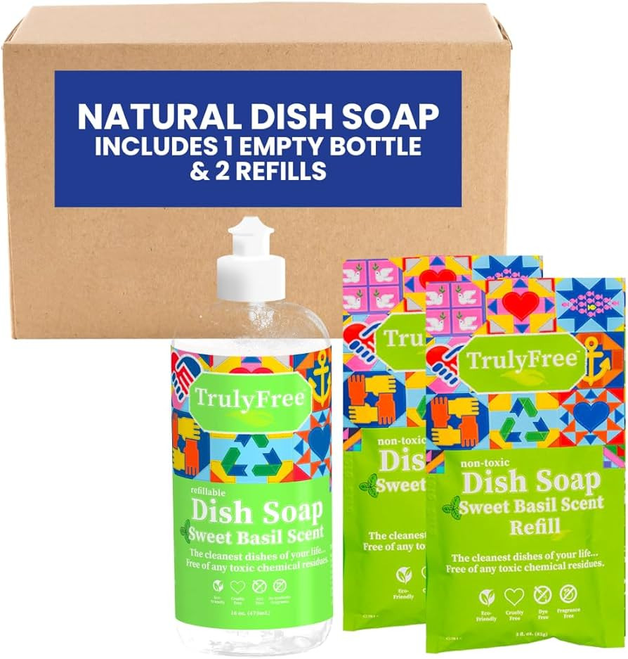 Truly Free Natural Concentrated Dish Detergent Dishwashing Liquid | Plant-Based Dish Soap | Sweet... | Amazon (US)