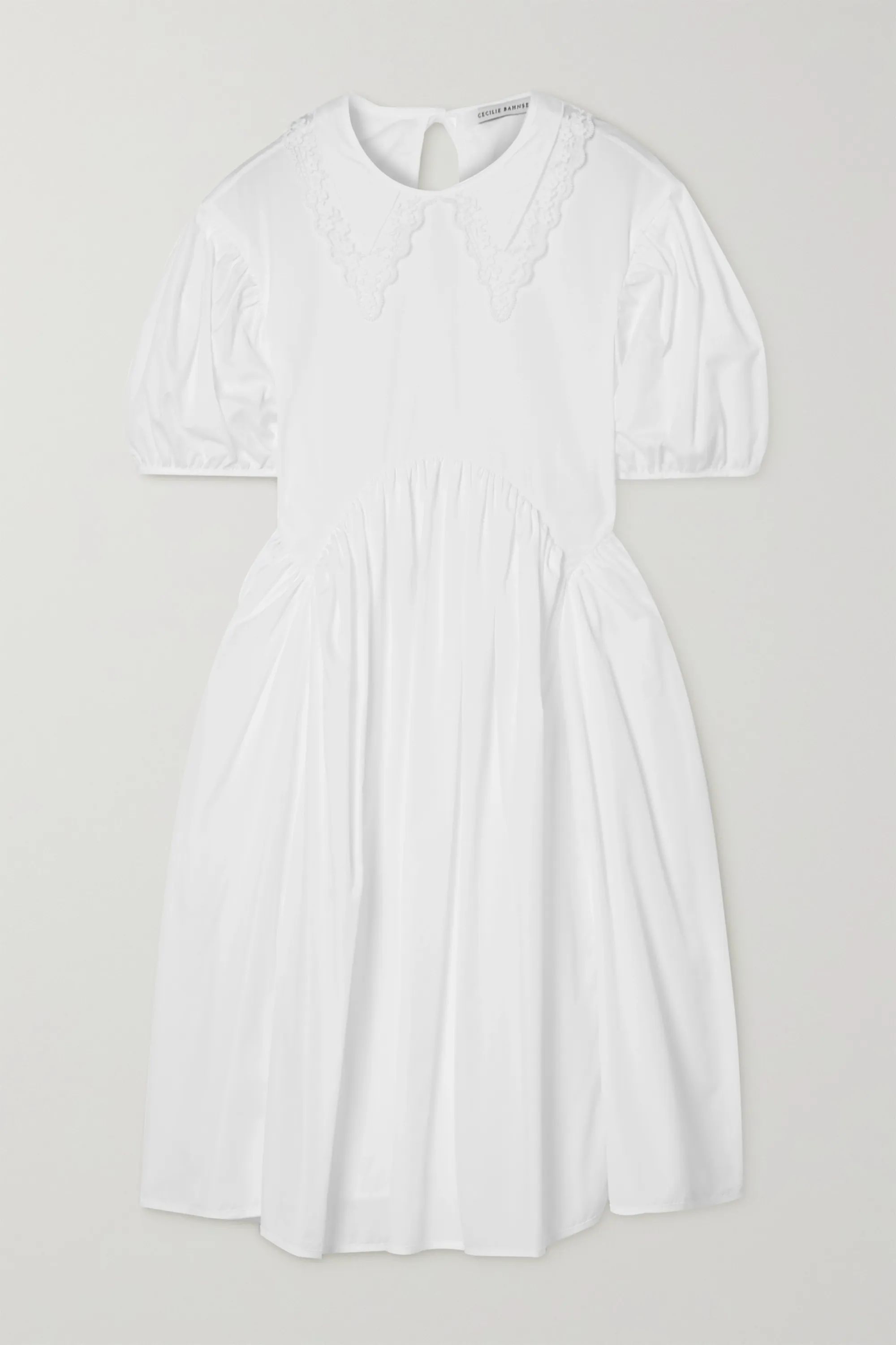White Malou embroidered tulle-trimmed cotton-poplin dress | Cecilie Bahnsen | NET-A-PORTER | NET-A-PORTER (US)