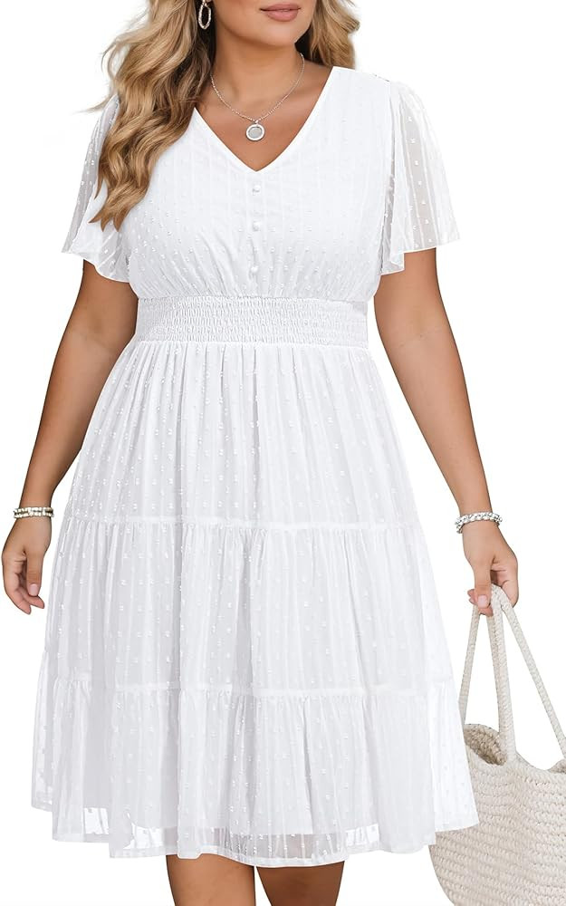 Pinup Fashion Plus Size Summer Dresses-Casual Graduation Beach Sundress Vacation Easter Short Dre... | Amazon (US)