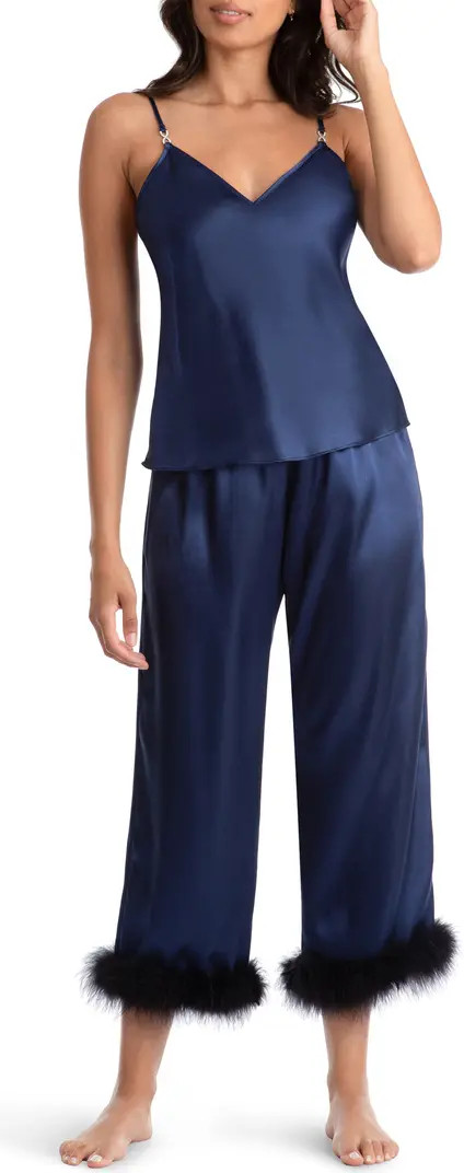 In Bloom by Jonquil Noelle Feather Trim Satin Pajamas | Nordstrom | Nordstrom