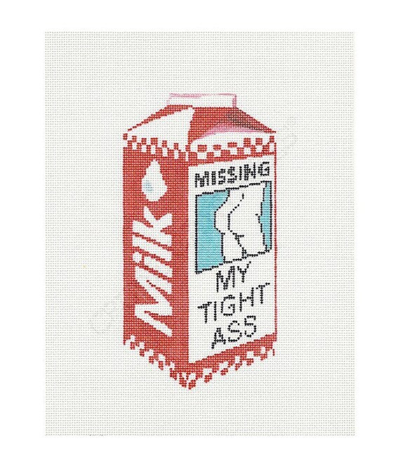 Milk Carton W/ missing Message  Hand Painted Needlepoint - Etsy | Etsy (US)