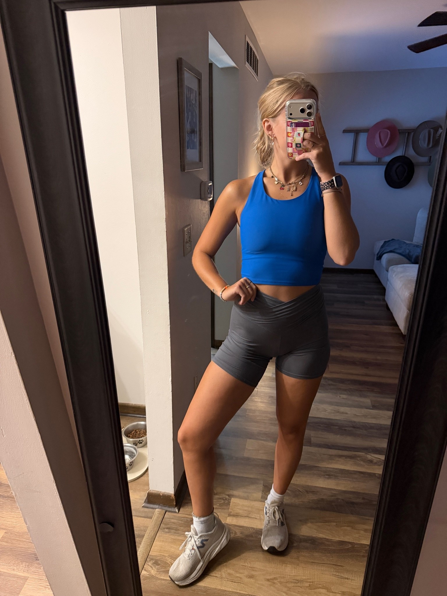 Another summer workout fit – 07.27.26 🦮💪🏻🏃‍♀️💨

Medium in blue Old Navy tank top
Small in @Target biker shorts — Wild Fable
9 in New Balance tennis shoes from @DSW
🧦 socks are from @DSW too
🥤water bottle is from Walmart (under $15!!!)

#Amazonfashion #Amazontanktop #Targetfashion #WildFablebikershorts #workoutfit #NewBalanceshoes #runningshoes Amazon finds, Amazon deals, Amazon tank tops, 3 piece sets, Old Navy tank tops, Powersoft tank tops, camo tops, workout tanks, grey biker shorts, trending on Amazon, outfit of the day

#LTKfitnessgoals #LTKActive #LTKootd