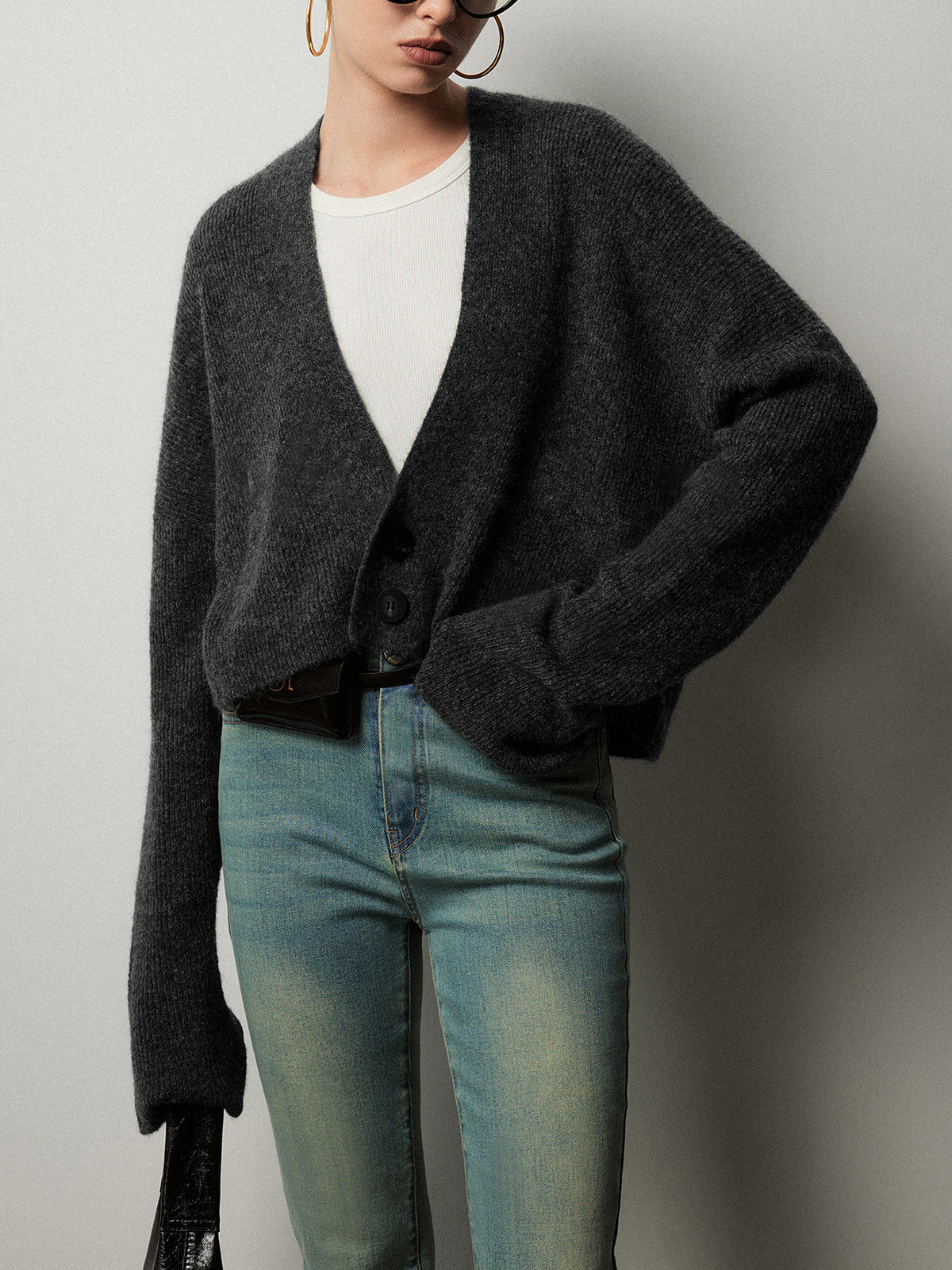 Buttoned Slouchy Cardigan | Commense
