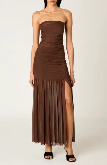 Nola Shirred Strapless Mesh Maxi Dress | Nordstrom