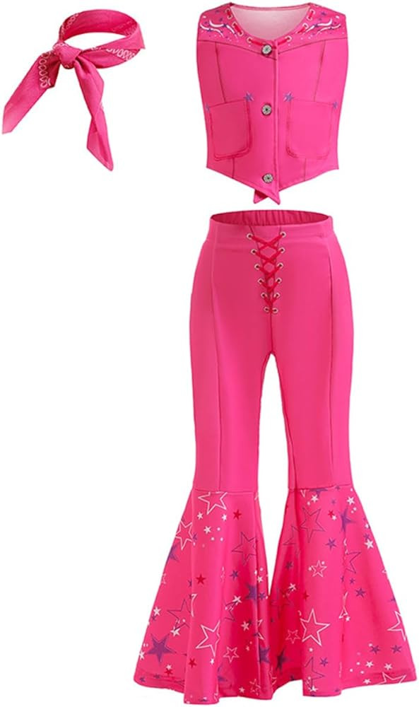 Cowgirl Costume Girls Hot Pink Kids Disco Outfits Movie Dress up for Halloween Birthday Party Cos... | Amazon (US)