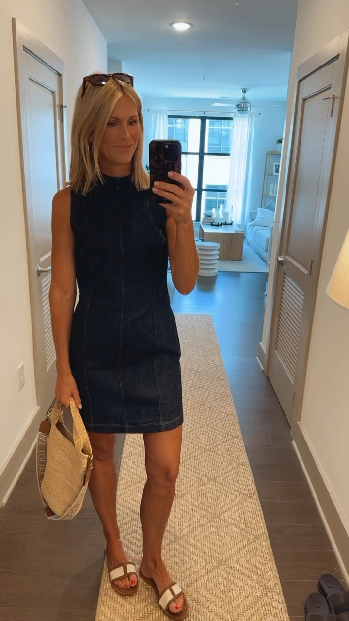 Spanx Denim shift dress. Wearing size small. Great stretchy material 

#LTKTravel #LTKFindsUnder100 #LTKStyleTip