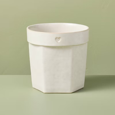 6" Ceramic Planter Pot with Heart Sour Cream - Hearth & Hand™ with Magnolia | Target