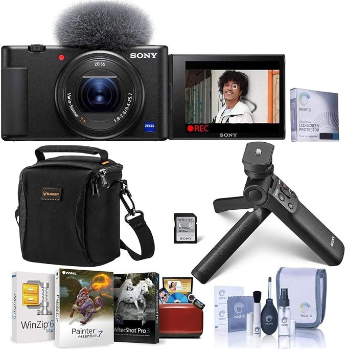 Sony ZV-1 Compact 4K HD Digital Camera, Black Bundle with ACCVC1 Vlogger Accessory Kit, Mac Softw... | Amazon (US)