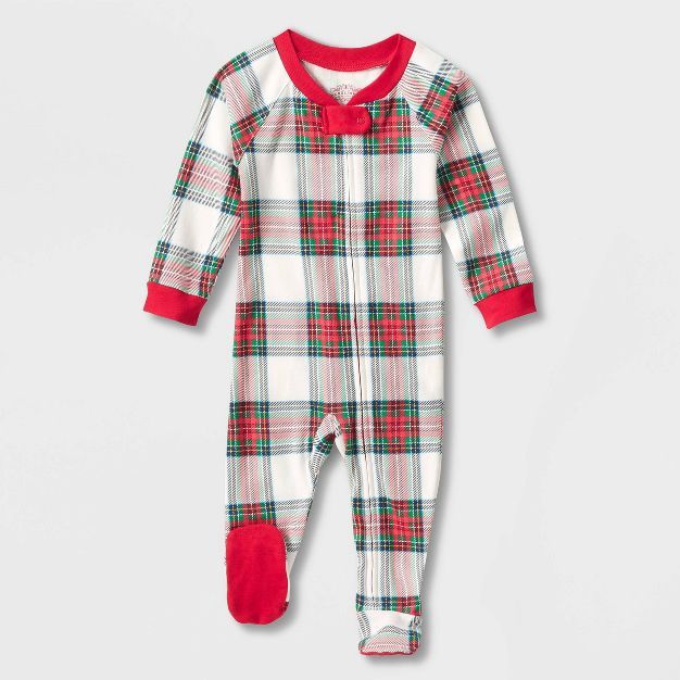 Baby Holiday Tartan Plaid Flannel Matching Family Footed Pajama - Wondershop™ Cream | Target