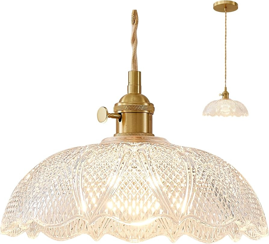 Hanging Lamp,9.8 Inch Pendant Lights Kitchen Island Braided Cord Hanging Pendant Light Flower Lam... | Amazon (US)