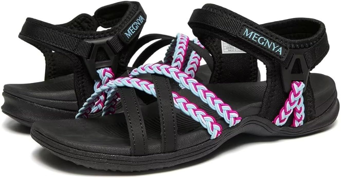 MEGNYA Hiking Sandals for Women, Comfortable Walking Sandals Hook Loop Strap, Sports Lightweight ... | Amazon (US)