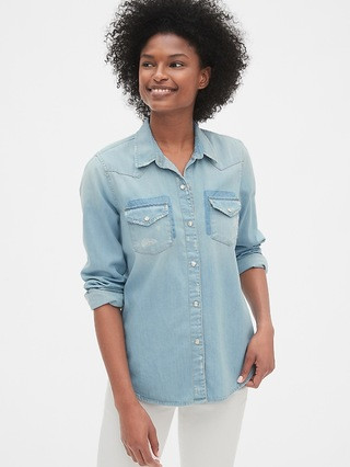 Distressed Denim Western Shirt | Gap (US)