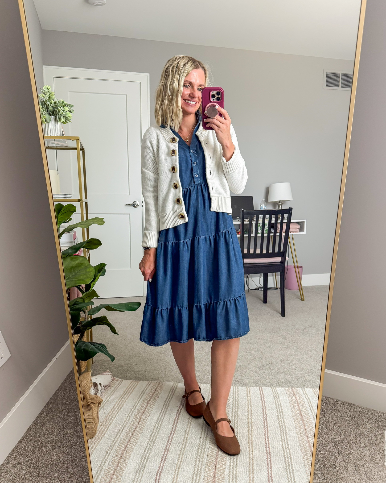 Outfit idea for teachers- denim dress and cardigan all from my teacher capsule wardrobe.

#LTKSeasonal #LTKWorkwear