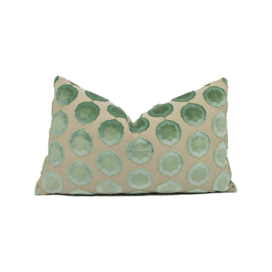 Manuel Canovas Tiana Turquoise / Nattier Glamorous Designer Cut Velvet Cushion Cover Handmade Thr... | Etsy (US)