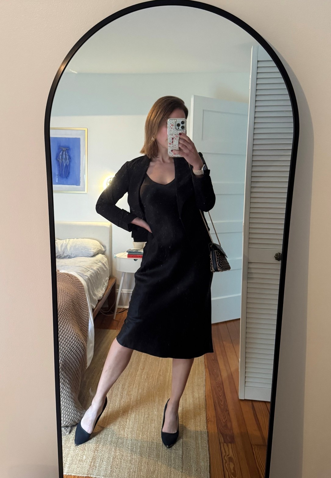 Night out. Love this silk dress. 🙌🏼