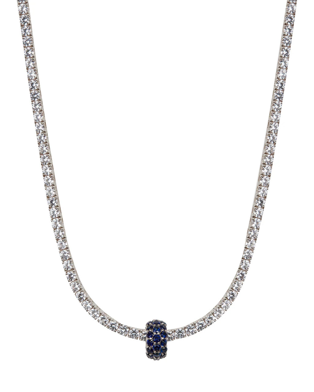 THREE-ROW RIVIÈRE PENDANT, LAB BLUE SAPPHIRE, SILVER | Dorsey