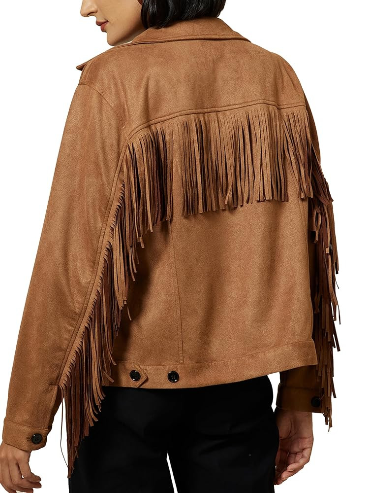 ADOR Faux Suede Jacket Women Fringe Casual Button Down Long Sleeve Cowgirl Style Coat for Fall Ou... | Amazon (US)