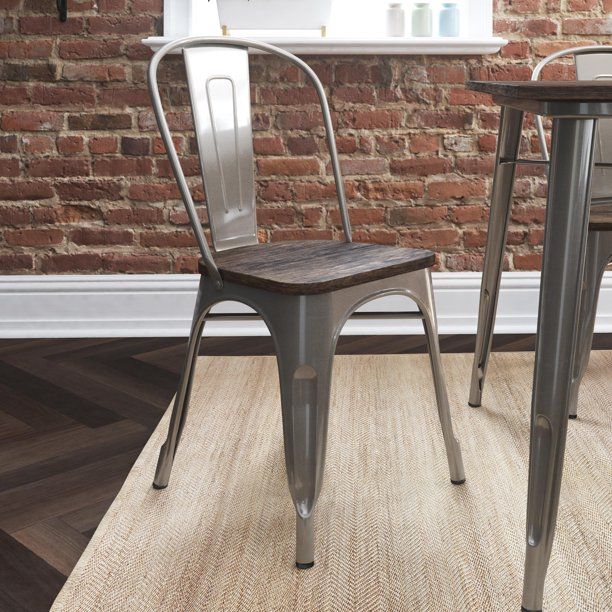 Better Homes and Gardens Aidan Metal Dining Chair with Wood Seat, Set of 2, Multiple Colors | Walmart (US)