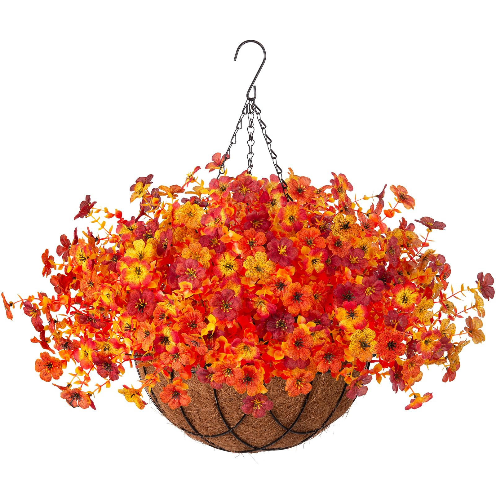 Fake Mums Artificial Fall Flowers with Hanging Baskets Outdoors for Decoration Faux mums for outd... | Amazon (US)
