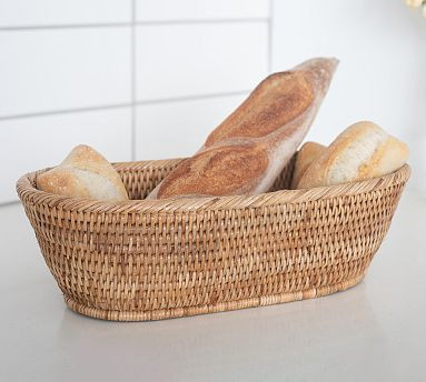 Tava Handwoven Rattan Bread Basket | Pottery Barn (US)