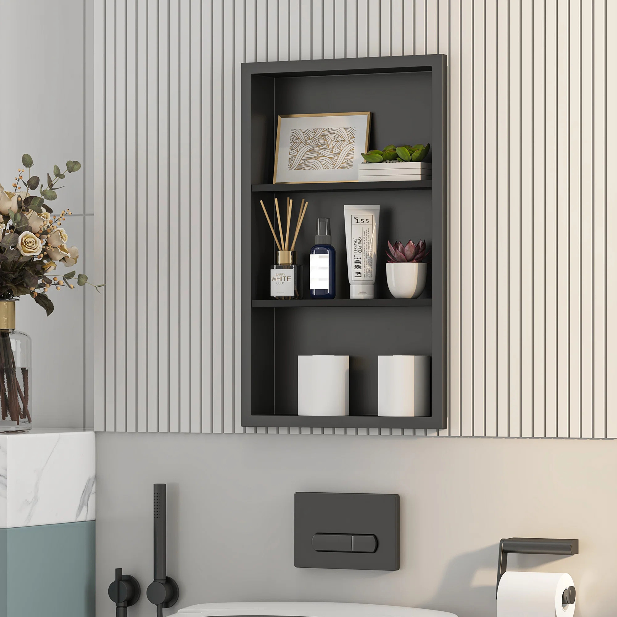 15.3"X 25" Wall Niche Recessed Metal Cabinet With 3 Shelves | Wayfair North America