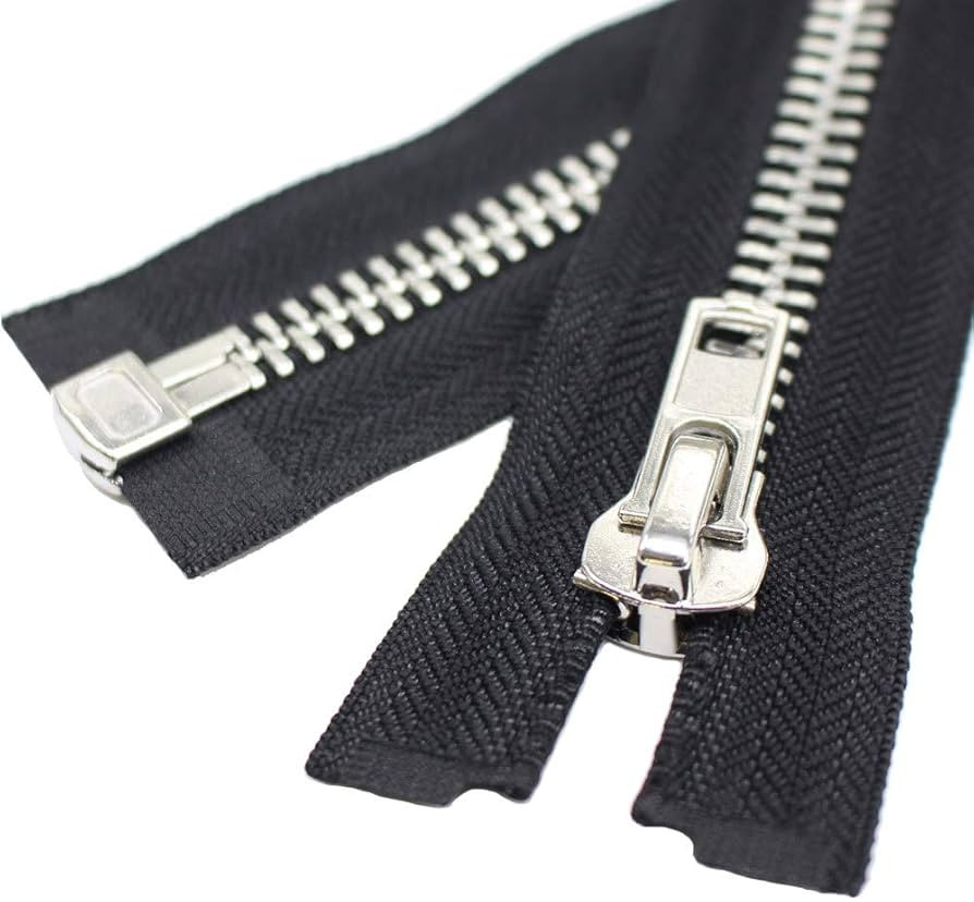 Amazon.com: YaHoGa #10 27 Inch Silver Separating Jacket Zipper Large Metal Zipper Y-Teeth Black H... | Amazon (US)