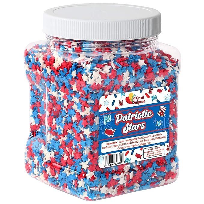 A Great Surprise Red, White, and Blue Stars - Patriotic Topping - 4th of July - Bulk Sprinkles - ... | Amazon (US)