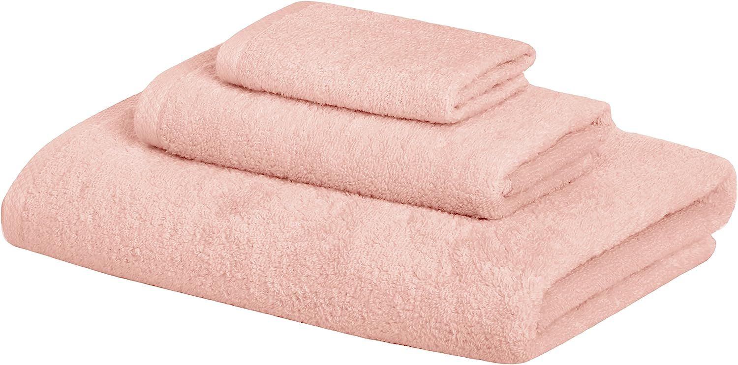 AmazonBasics Quick-Dry, Luxurious, Soft, 100% Cotton Towels, Petal Pink - 3-Piece Set | Amazon (US)