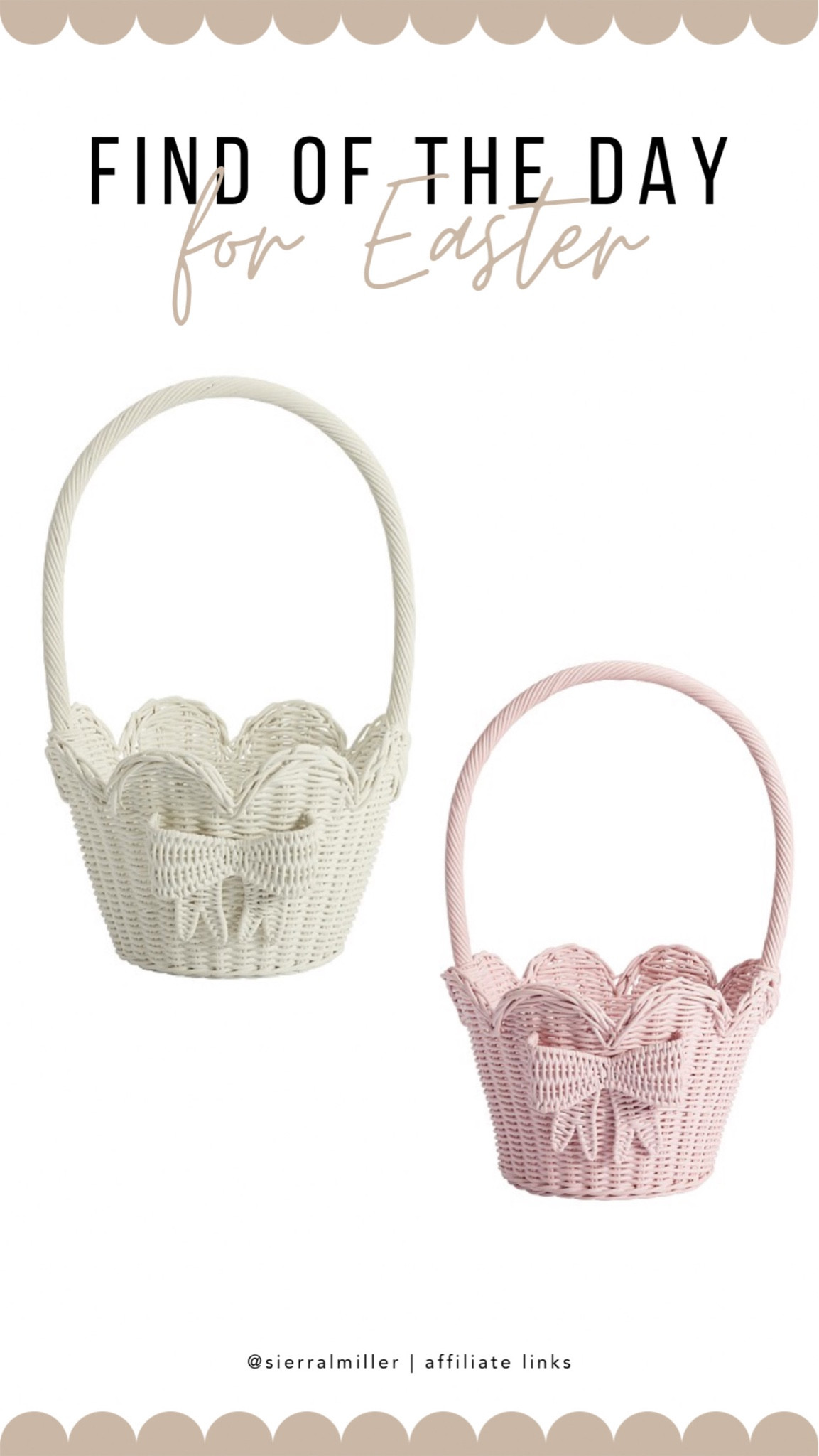 Cutest rattan bow scalloped Easter baskets from pottery barn kids!! 

#LTKSeasonal #LTKKids #LTKFamily
