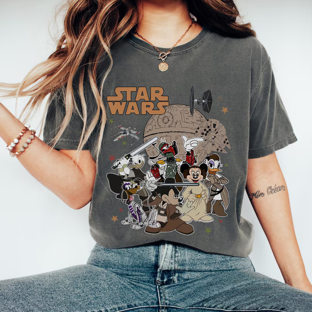 Comfort Colors Mickey and Friends Star Wars Shirt, Disney Star Wars Shirt, Vintage Star Wars Shir... | Etsy (US)