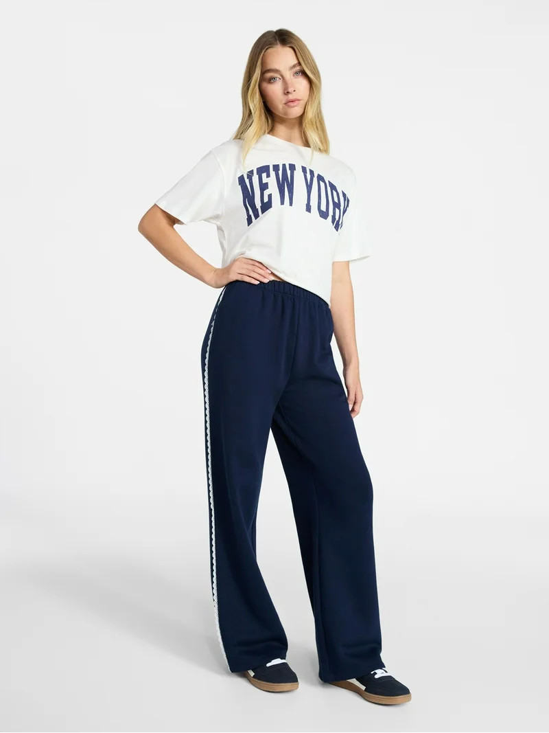 No Boundaries Lace Trim Fleece Pants, 30.5'' Inseam, Women’s XXS-XXL | Walmart (US)