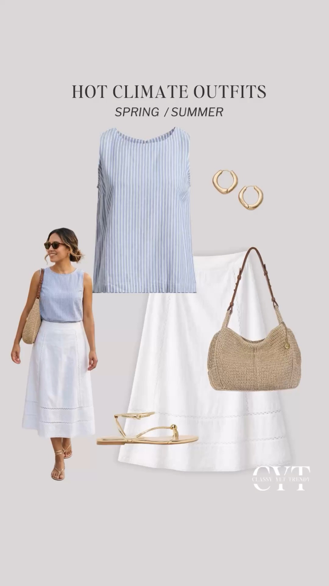 The NEW Hot Climate Spring/Summer 2026 Capsule Wardrobe is here ☀️ Mix & Match Elevated-Casual styles with mostly neutral colors and a few accent colors. All the styles were curated to wear in the hot temps and humidity.  Also includes affordable Amazon shopping links 🎉 The Hot Climate capsule is now available in the Classy Yet Trendy Store ✔️
 
This capsule wardrobe will include:
- Navy Base Color (you can easily substitute black)
- Mostly neutral timeless colors with a few accent colors
- Breathable fabrics like cotton, linen, tencel, etc.
- Elevated-Casual styles
- 134 Outfits & More!

linen, cotton, shirt, tank, tee, top, skirt, shorts, pants, sandals, hat, straw, rattan, hot weather

##resortwear #vacationoutfit #vacationstyle #cruiseoutfit #linenlove