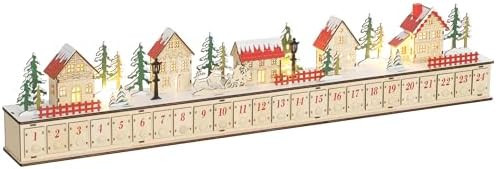 HOMCOM Christmas Advent Calendar with 24 Drawers, Reusable Lighted Wood-Effect Countdown to Chris... | Amazon (US)