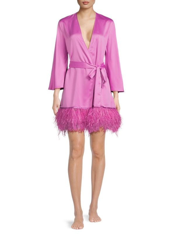 ​Ostrich Feather Trim Wrap Coverup | Saks Fifth Avenue OFF 5TH