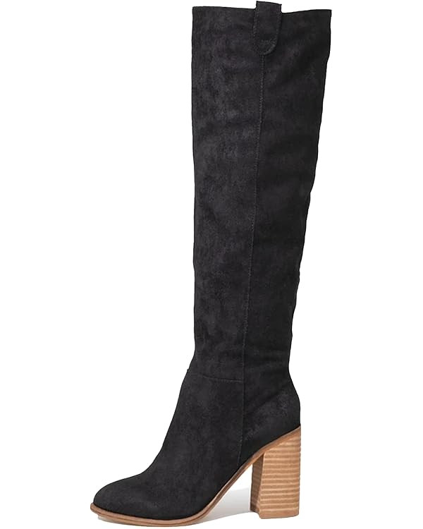 Erocalli Suede Knee-High Boots Fall Boot For Women Chunky Block High Heel Slouch Fashion Boot Rou... | Amazon (US)