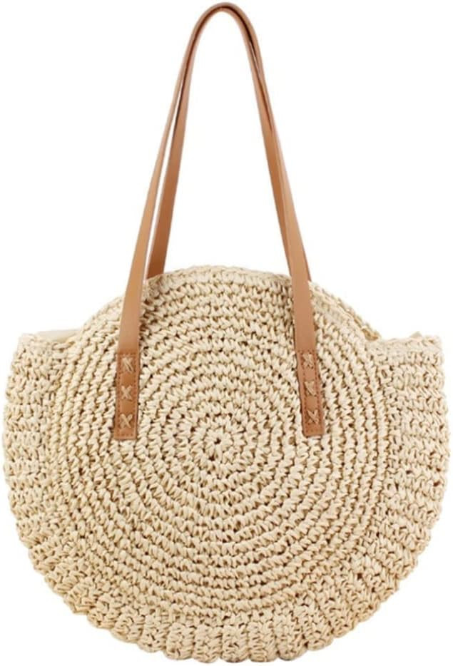 Round Straw Bag Weave Shoulder Bag Women Lady Summer Beach Purse Rattan Straw Handbags Bohemia Cr... | Amazon (CA)
