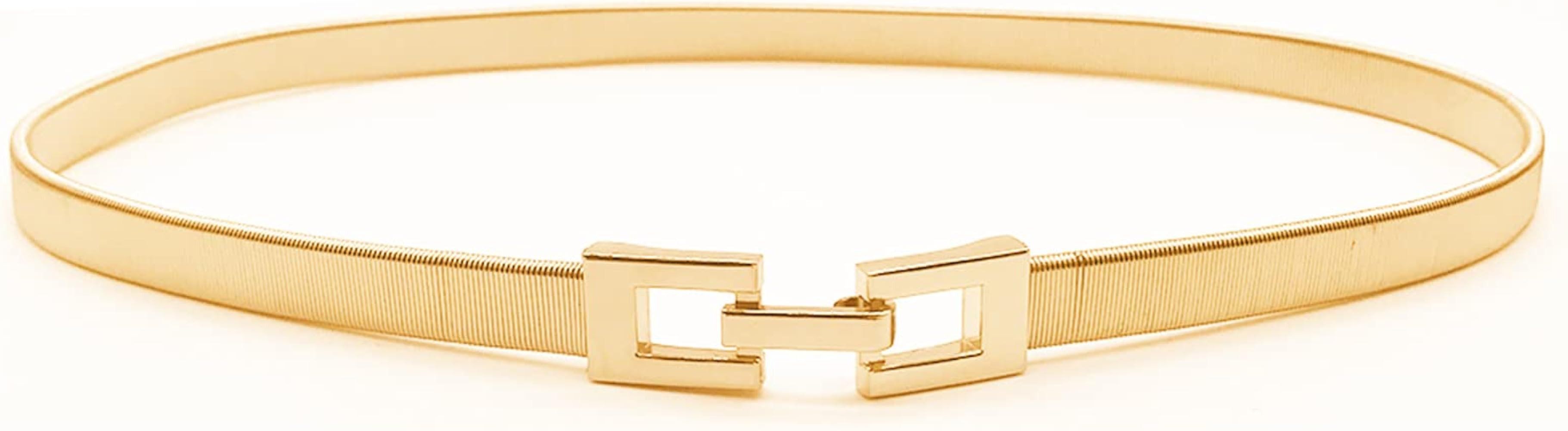 Skinny Waist Belt of Women Elastic Metal Stretch Chain Belt Gold and Silver | Amazon (US)