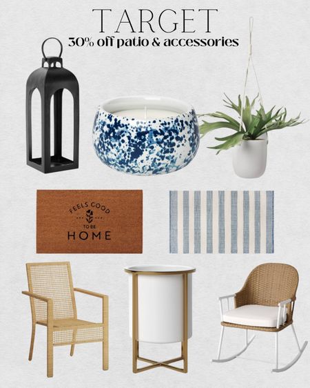 Target Sale 🎉 
Up to 30% off select patio, garden furniture & accessories. Online Only. Check out these deals this week! 

Target finds, outdoor furniture, outdoor rugs, faux plant, black outdoor lantern, front door rugs, planters, citronella candles, outdoor patio chairs