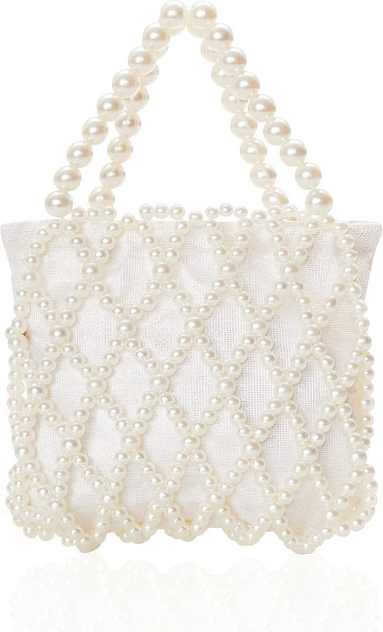 BABEYOND Women Pearl Clutch Purse - Bucket Beaded Bridal Evening Bag Formal Reticulated Bag with ... | Amazon (US)